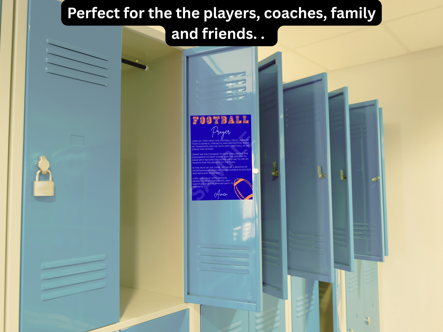 Football Prayer Card Blue & Orange