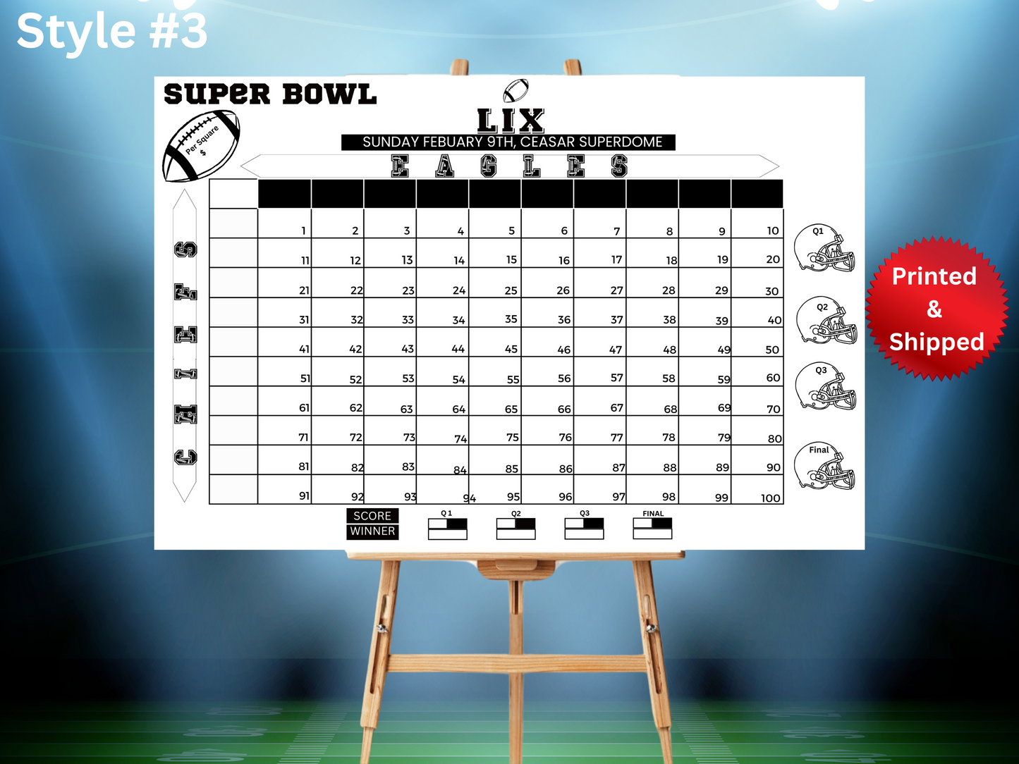 Printed + Shipped Game Day Predictions Game, Super Bowl Game, 17 questions for guests to answer, make your predictions,Super Bowl Party Game