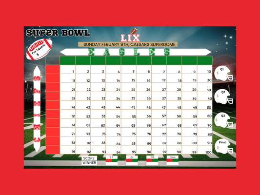Super Bowl game, instant download, Super Bowl betting squares, eagles, chiefs, football squares,  football fundraiser