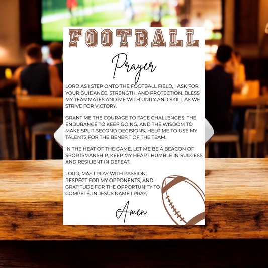 Instant Download Football Prayer Card-Inspirational Sports Prayer for Athletes, Coaches, Teams, and Families. (Printable)