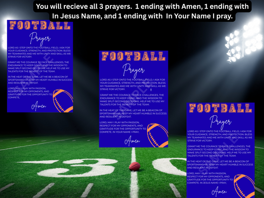 Football Prayer Card Blue & Orange