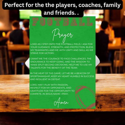 Instant Download Football Prayer Card-Inspirational Sports Prayer for Athletes, Coaches, Teams, and Families. (Printable)