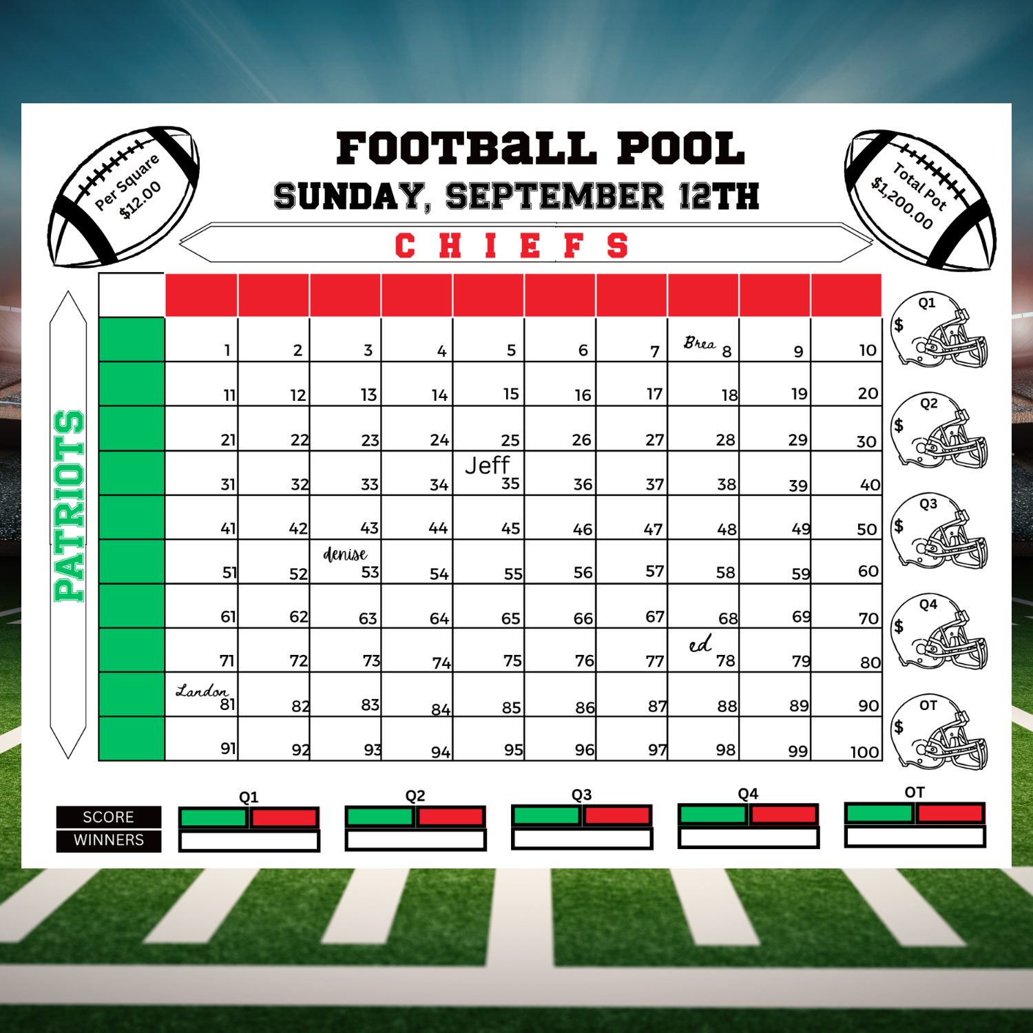 Football pool squares
