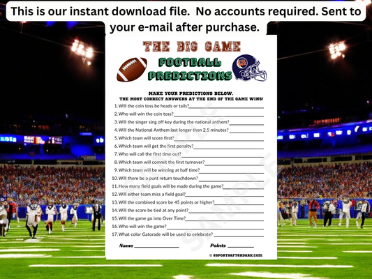 The Big Game Football Predictions - Instant Download