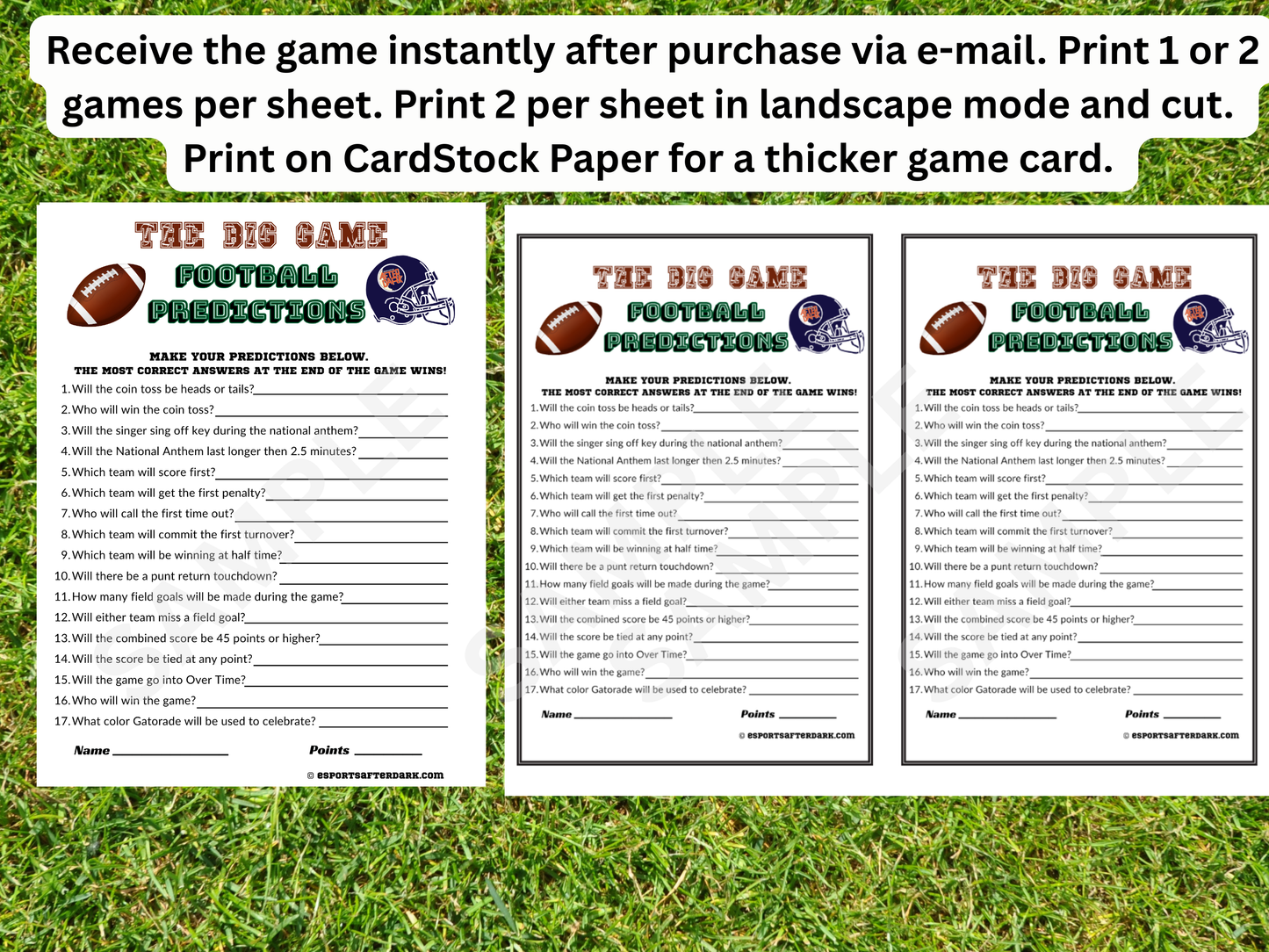 The Big Game Football Predictions - Instant Download