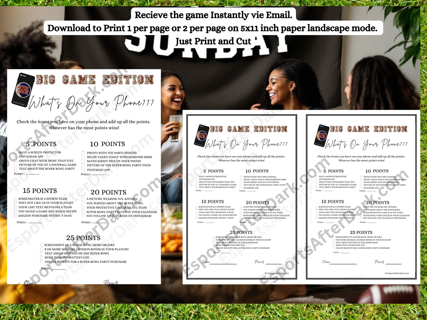 Big Game Football Party Whats On Your Phone  Instant Download