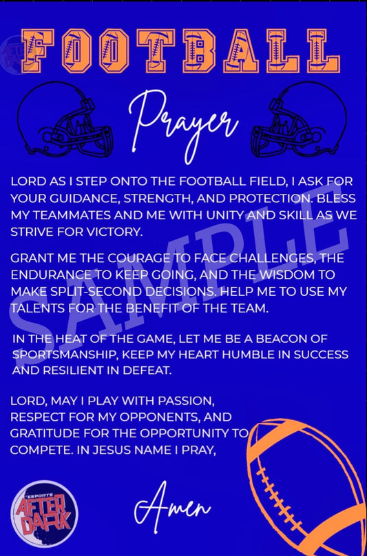 Football Prayer Card Blue & Orange