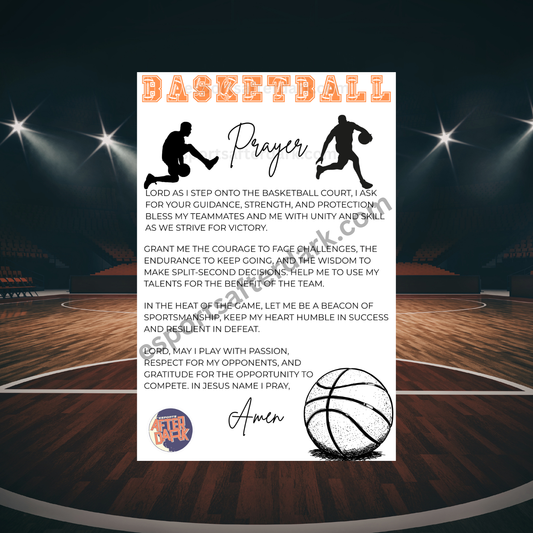 Basketball prayer card with basketball court background
