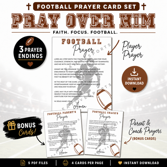 football prayer card set 