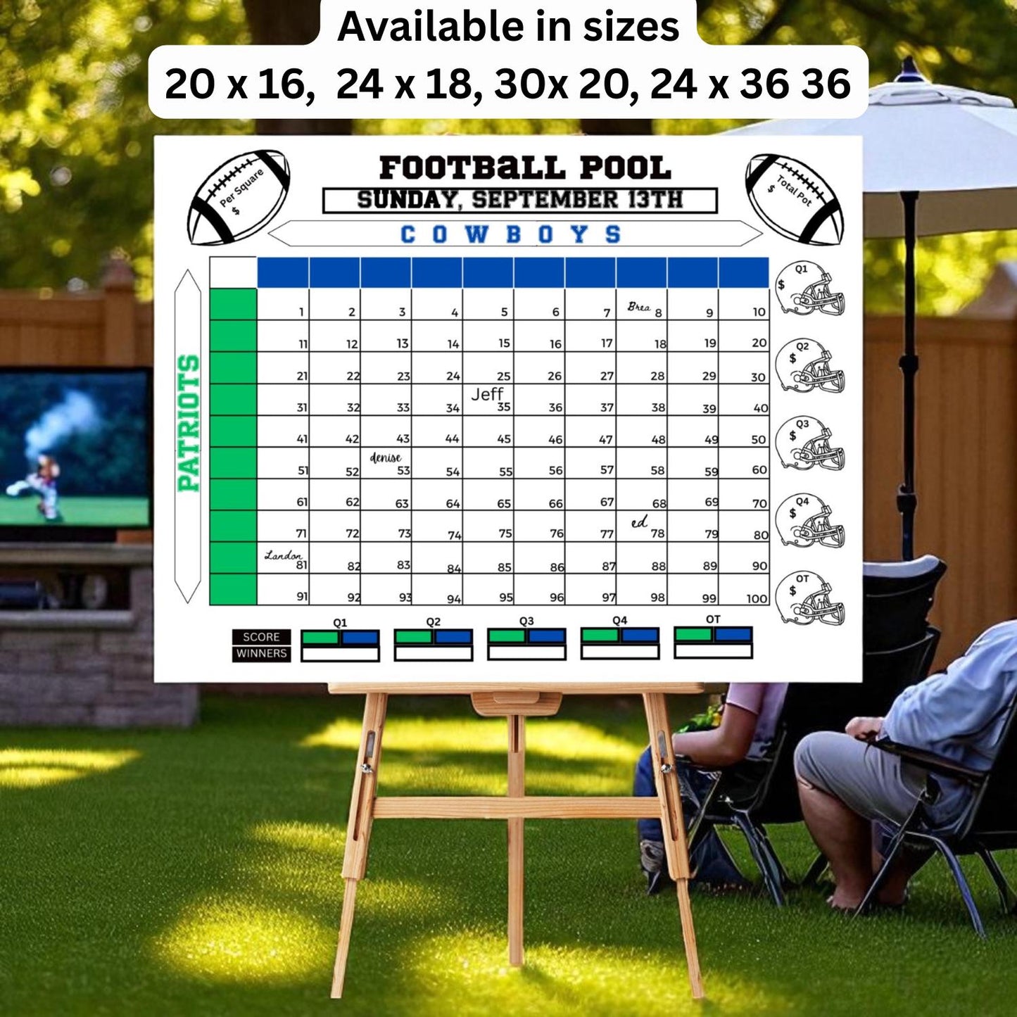 Custom & SHIPPED Football Pool Squares