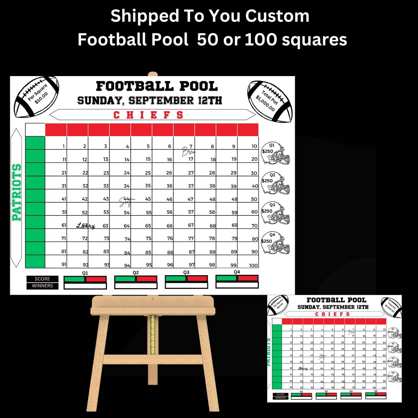 Custom & SHIPPED Football Pool Squares