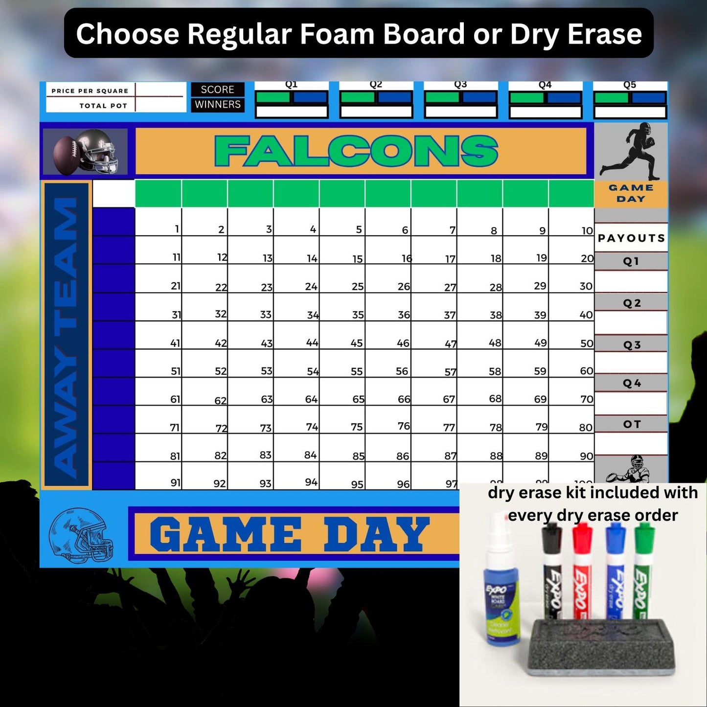 Custom & SHIPPED Football Pool Squares