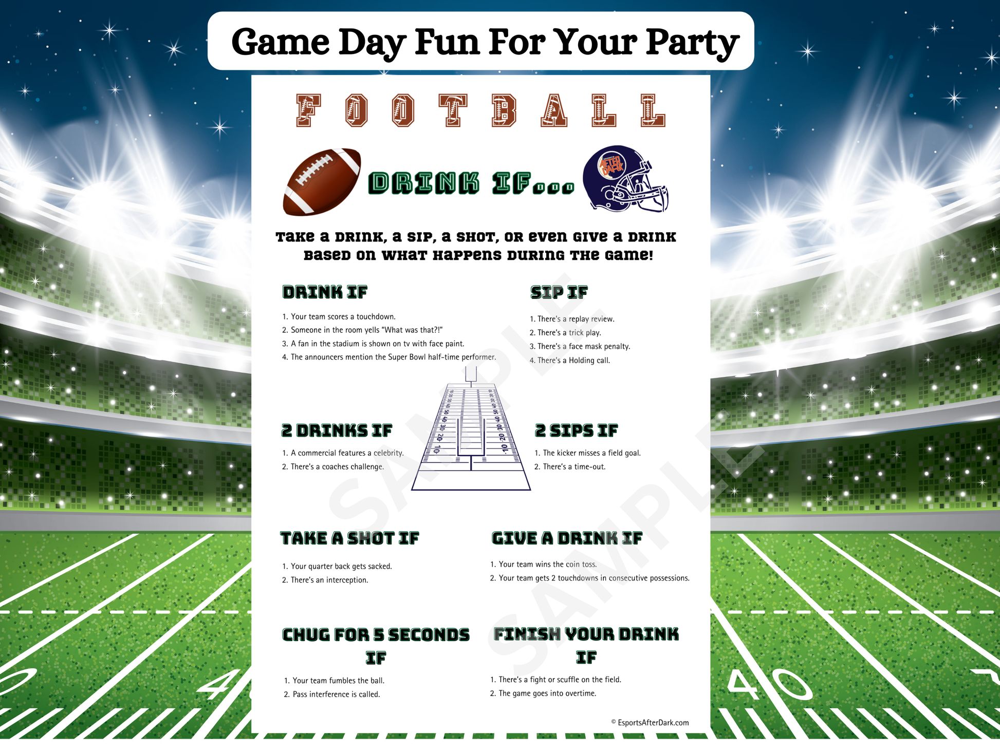 football big game drink if game party game