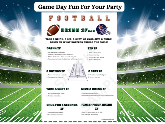 football big game drink if game party game